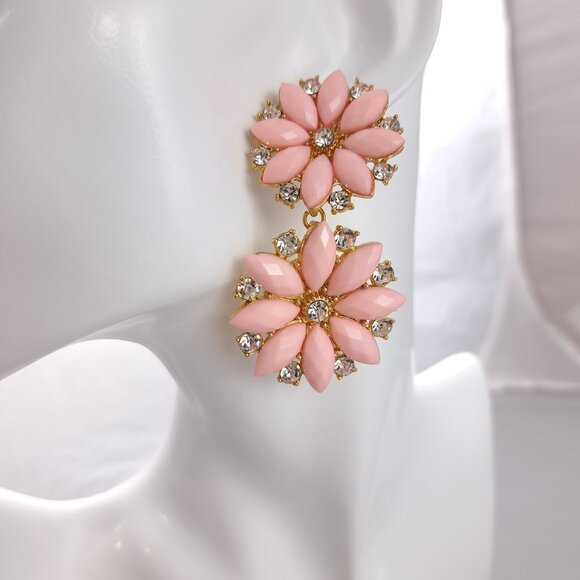 Fabulous Pale Pink and Clear CZ Dangle Earrings - Picture 4 of 4